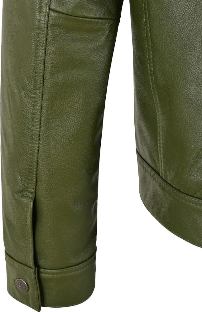 Mens Trucker Leather Jacket Vintage Genuine Lambskin Leather Jacket Men Shirt Style Man Leather Jacket