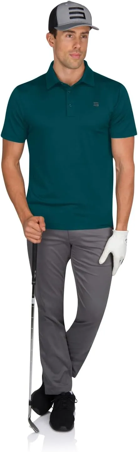 Mens Untucked Golf Polo Shirts - The Perfect Length, Quick Dry, 4-Way Stretch Fabric. Moisture Wicking, UPF 50  Protection