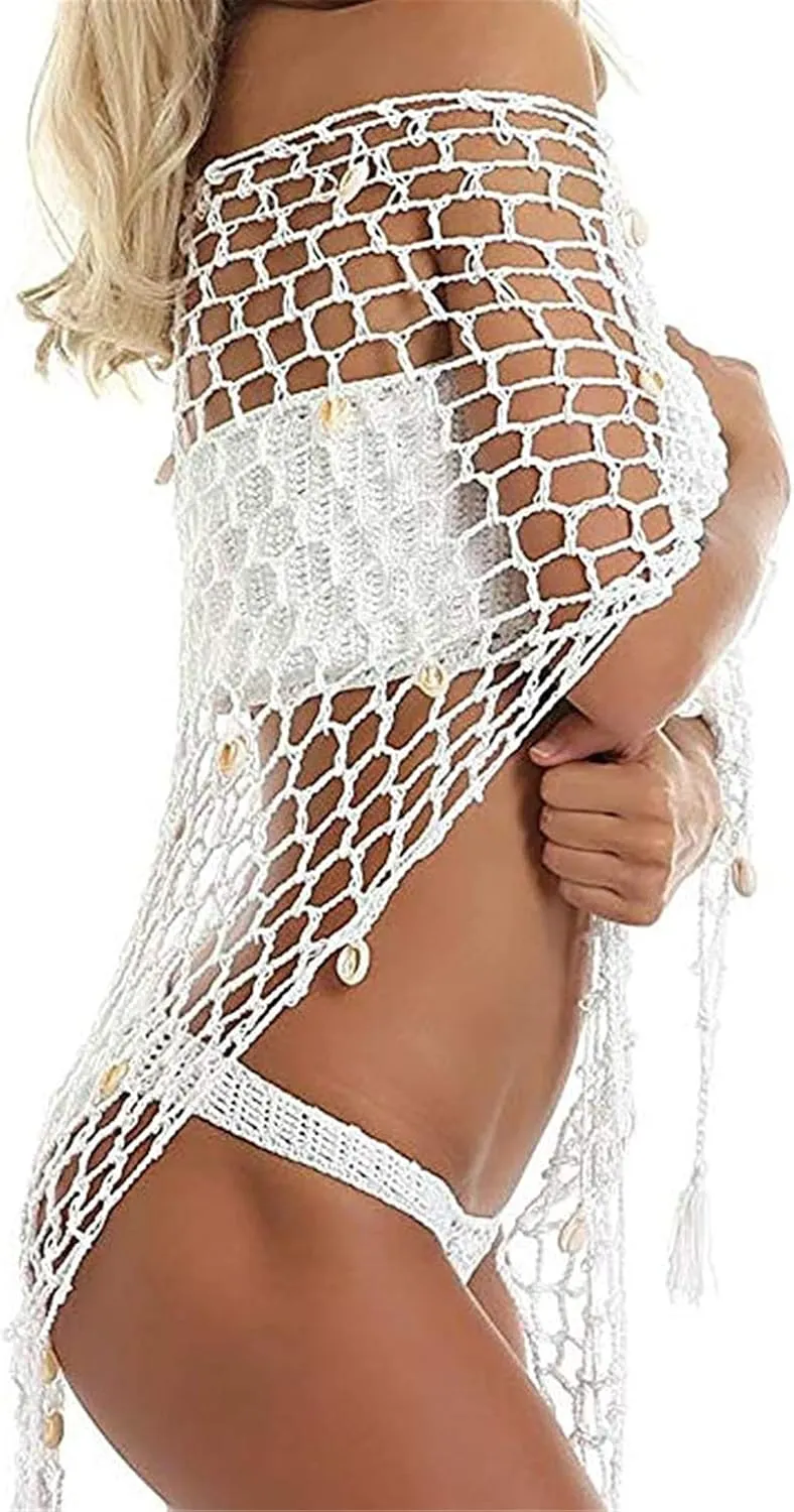 Mermaid sarong Swimwear Cover Up Beach Hand Crochet Shawl Capelet Cover Up Sunscreen Net(SJJ39)