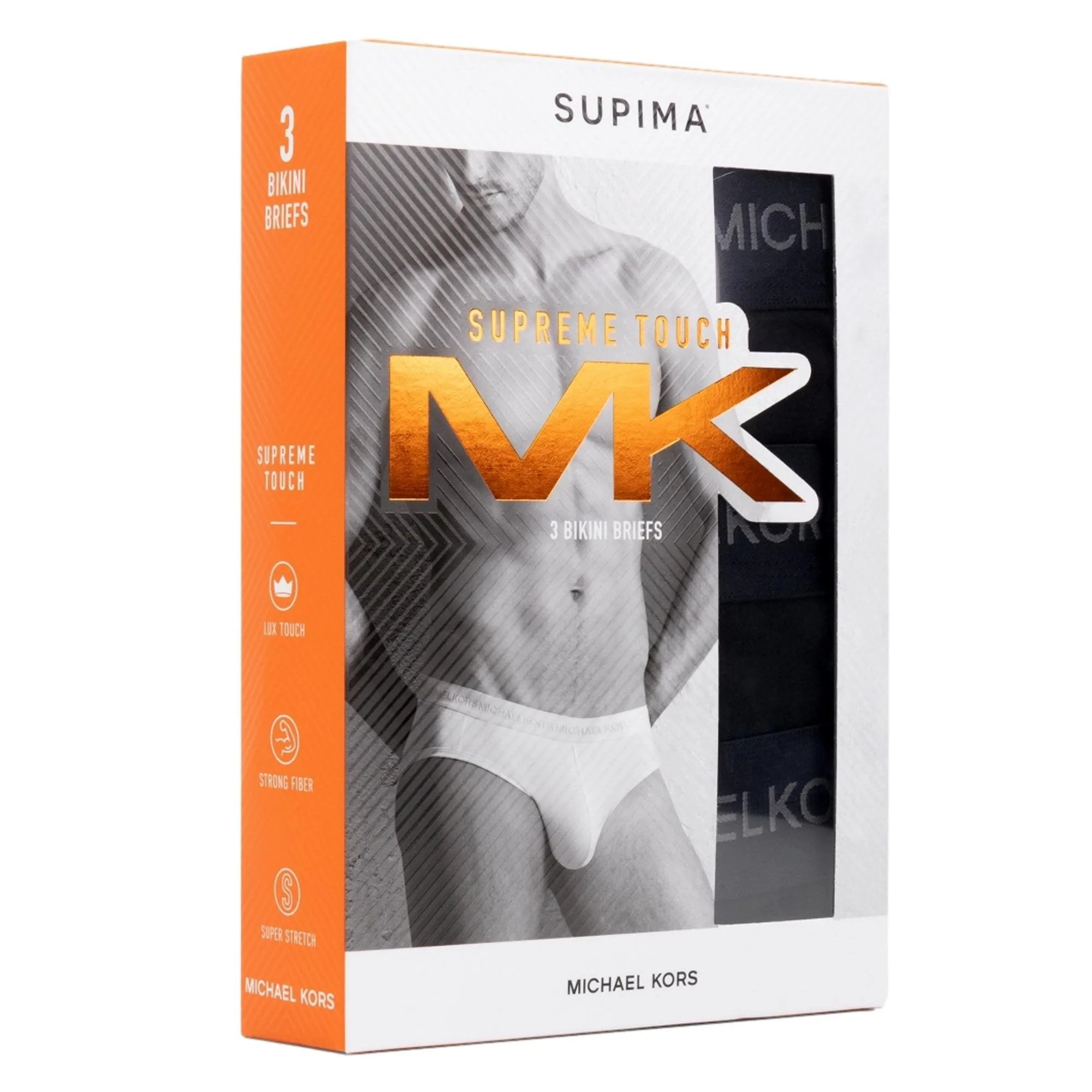 Michael Kors Supreme Touch Supima Cotton Blend 3 Pack Briefs - Black