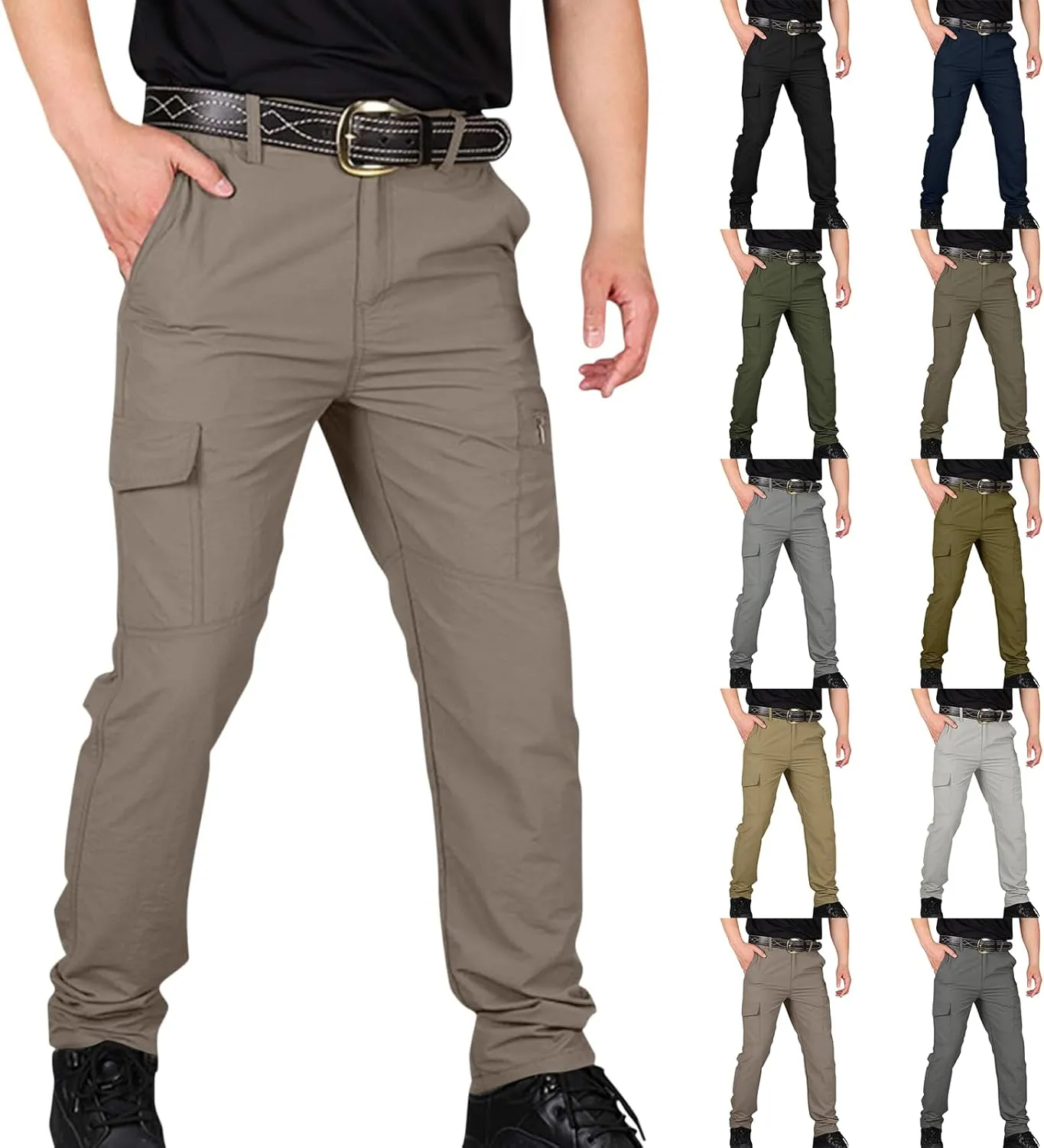 midelxp Slim Fit Cargo Pants for Men Ripstop Flex Tactical Pants Stretch Outdoor Work Pants with Multi Pockets Hiking Pants