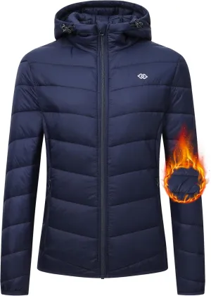MoFiz Women Down Puffer Jackets Quilted Padding Coat Cold Weather Gear Thermal Cycling Workout Jackets A-Navy S