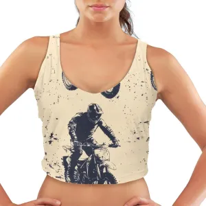 Motorcross Womens' Sports Bra, U Back Padded Sports Bra for Yoga Gym