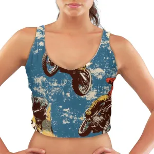 Motorcrossing Womens' Sports Bra, U Back Padded Sports Bra for Yoga Gym