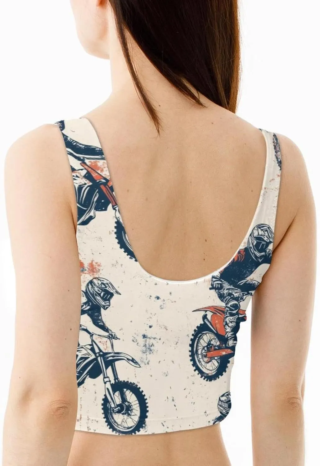 Motorcrossing Womens' Sports Bra, U Back Padded Sports Bra for Yoga Gym