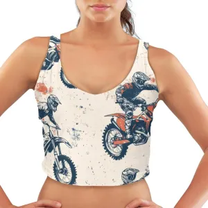 Motorcrossing Womens' Sports Bra, U Back Padded Sports Bra for Yoga Gym