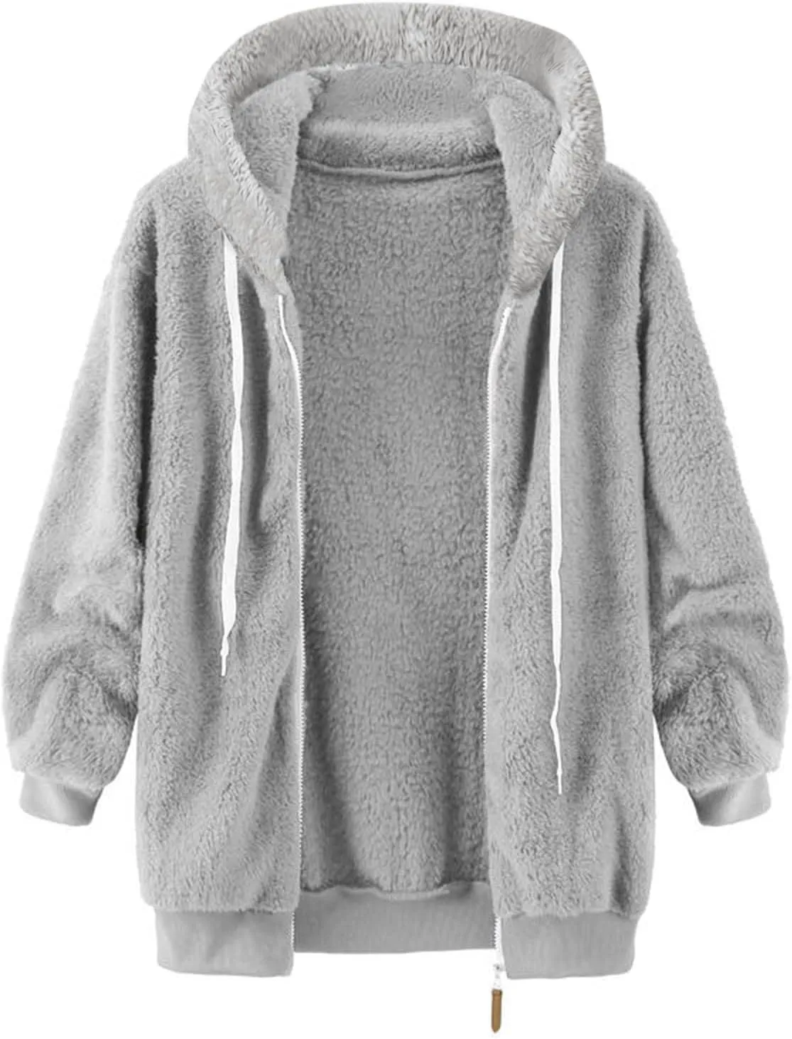 Muyise Women Oversized Sherpa Jackets Winter Warm Fuzzy Fleece Jackets Fluffy Full Zip Up Coat Outwear with Pockets