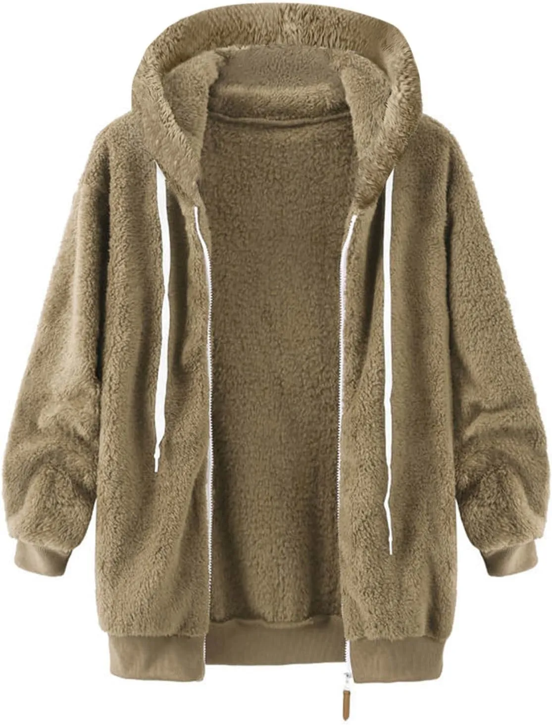 Muyise Women Oversized Sherpa Jackets Winter Warm Fuzzy Fleece Jackets Fluffy Full Zip Up Coat Outwear with Pockets