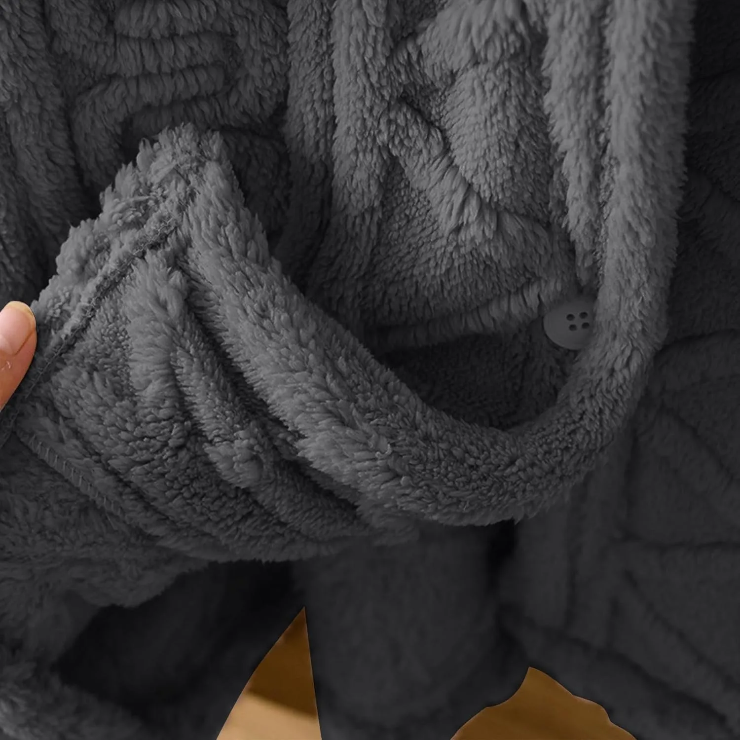 Mzkdieey Robes for Women with Hood Soft Warm Long Sleeve Button Up Bathrobes Fuzzy Fleece Cozy Plush Loungewear Nightgown
