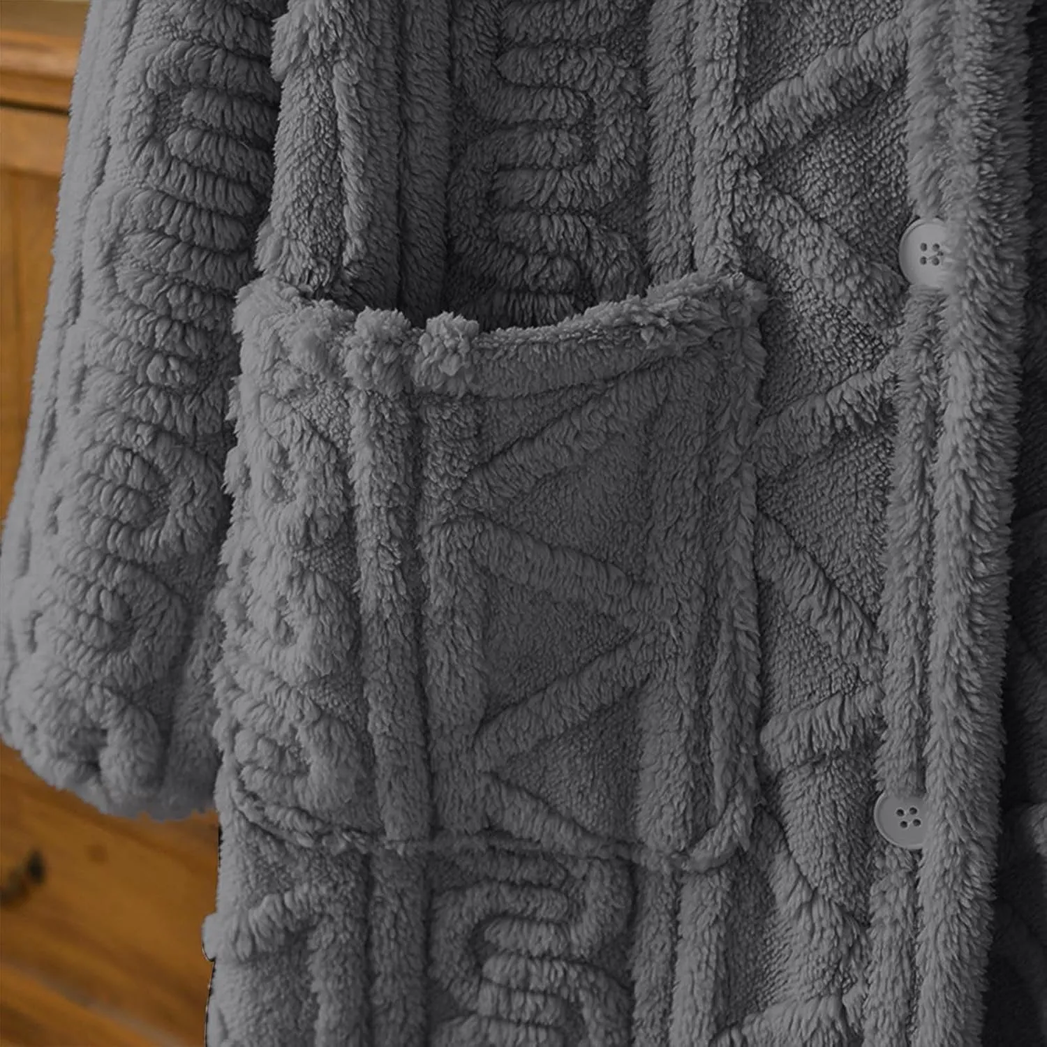 Mzkdieey Robes for Women with Hood Soft Warm Long Sleeve Button Up Bathrobes Fuzzy Fleece Cozy Plush Loungewear Nightgown