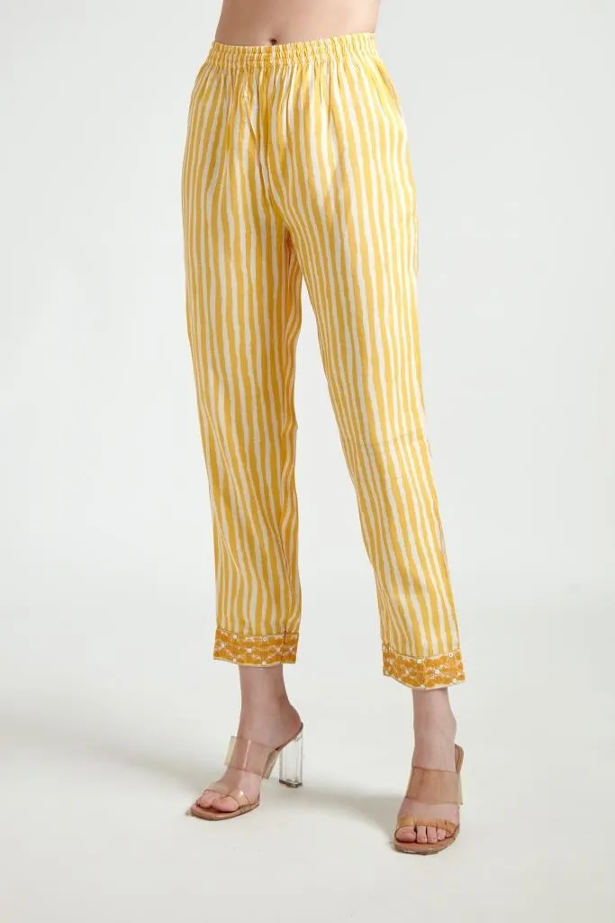 Neerus Women Yellow Printed Kurta with Trousers  Dupatta