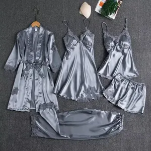 Nighty 5 فستان نوم 5 Pieces Lace Sleepwear