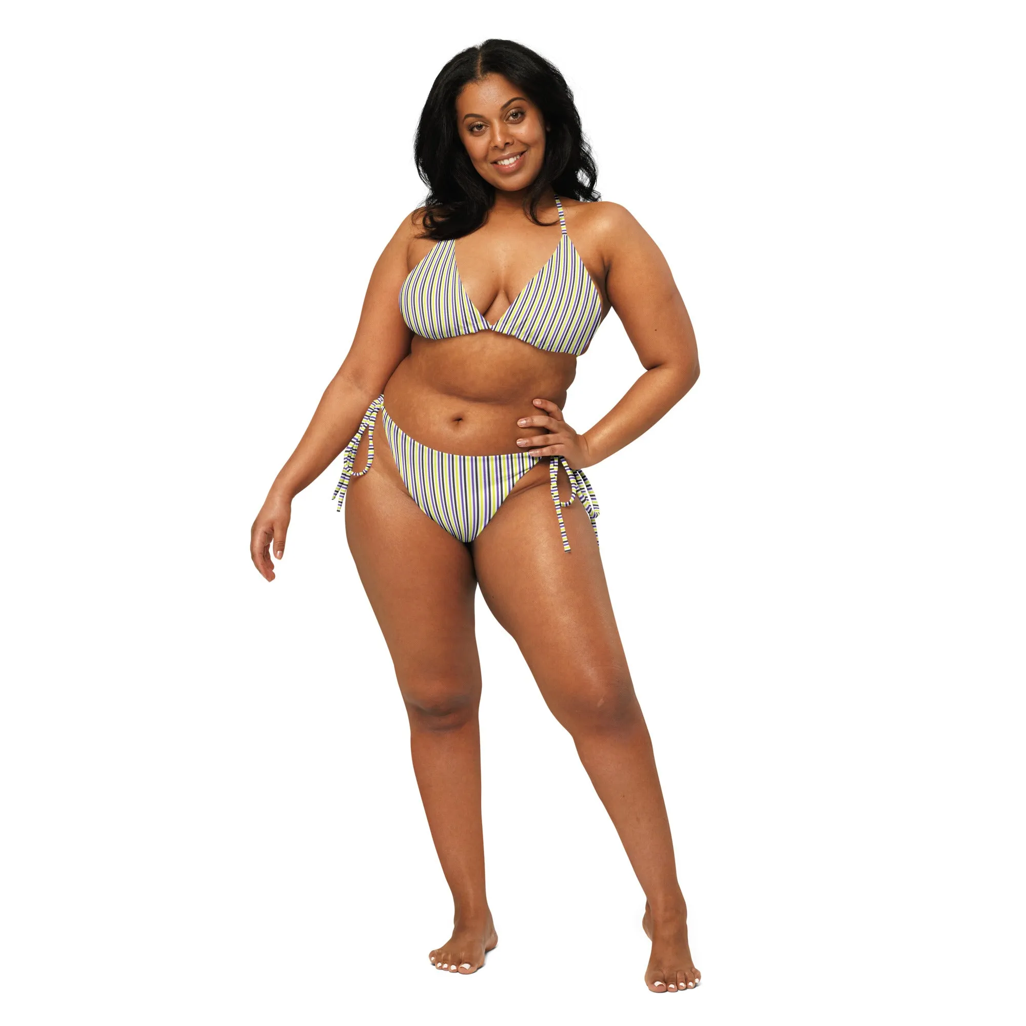 Non-Binary Striped String Bikini Bottom