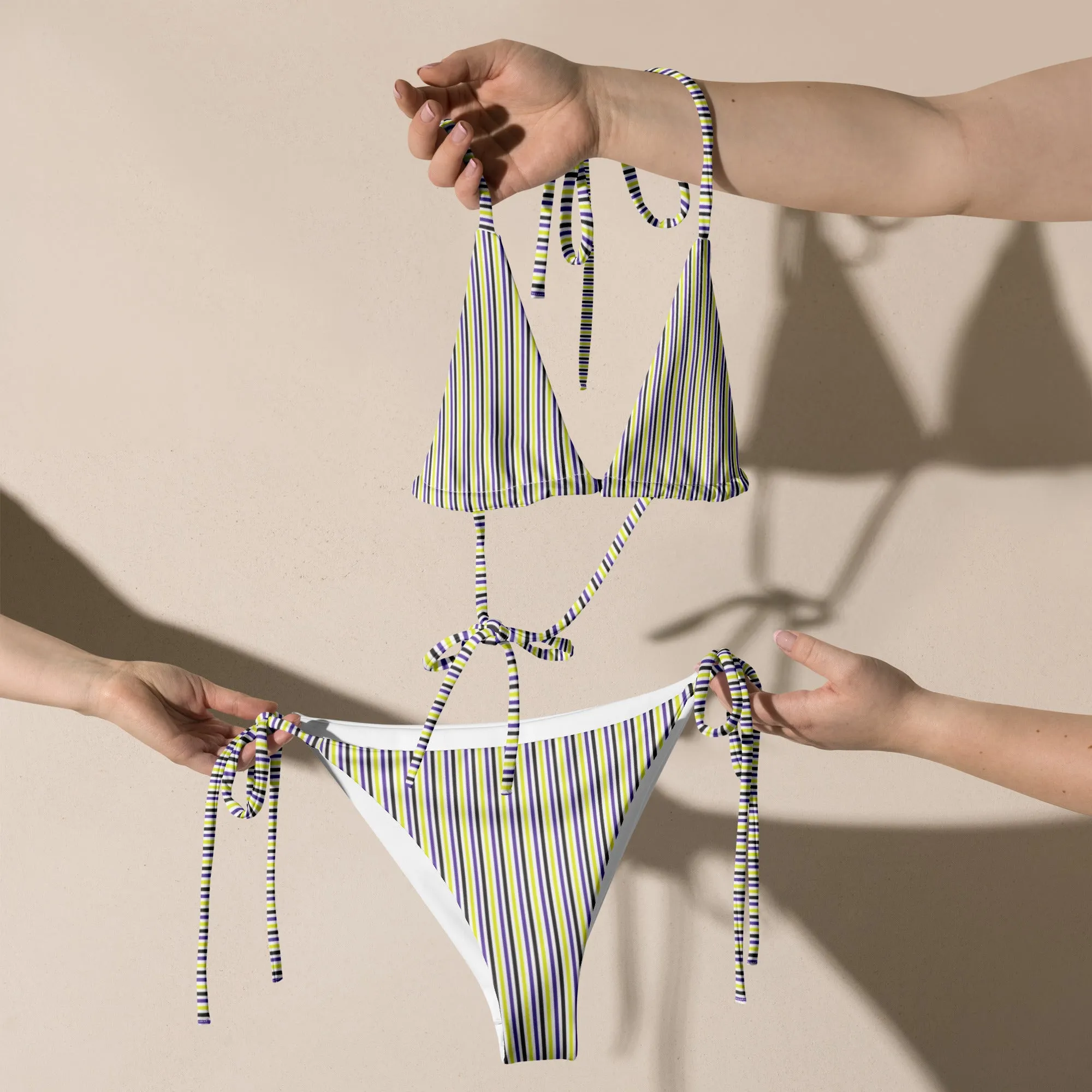 Non-Binary Striped String Bikini Bottom