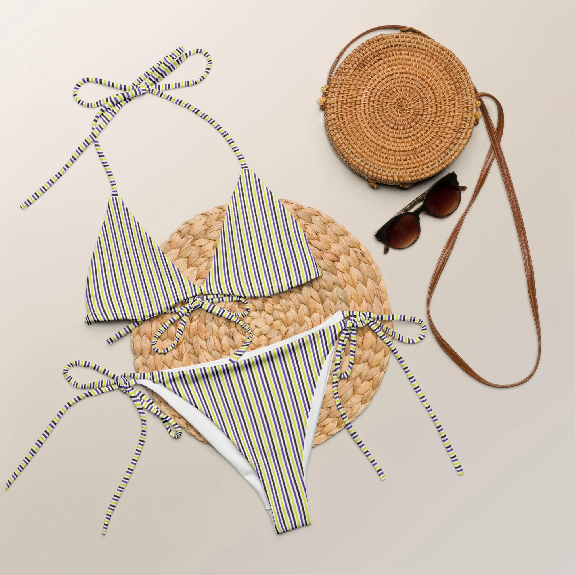 Non-Binary Striped String Bikini Bottom