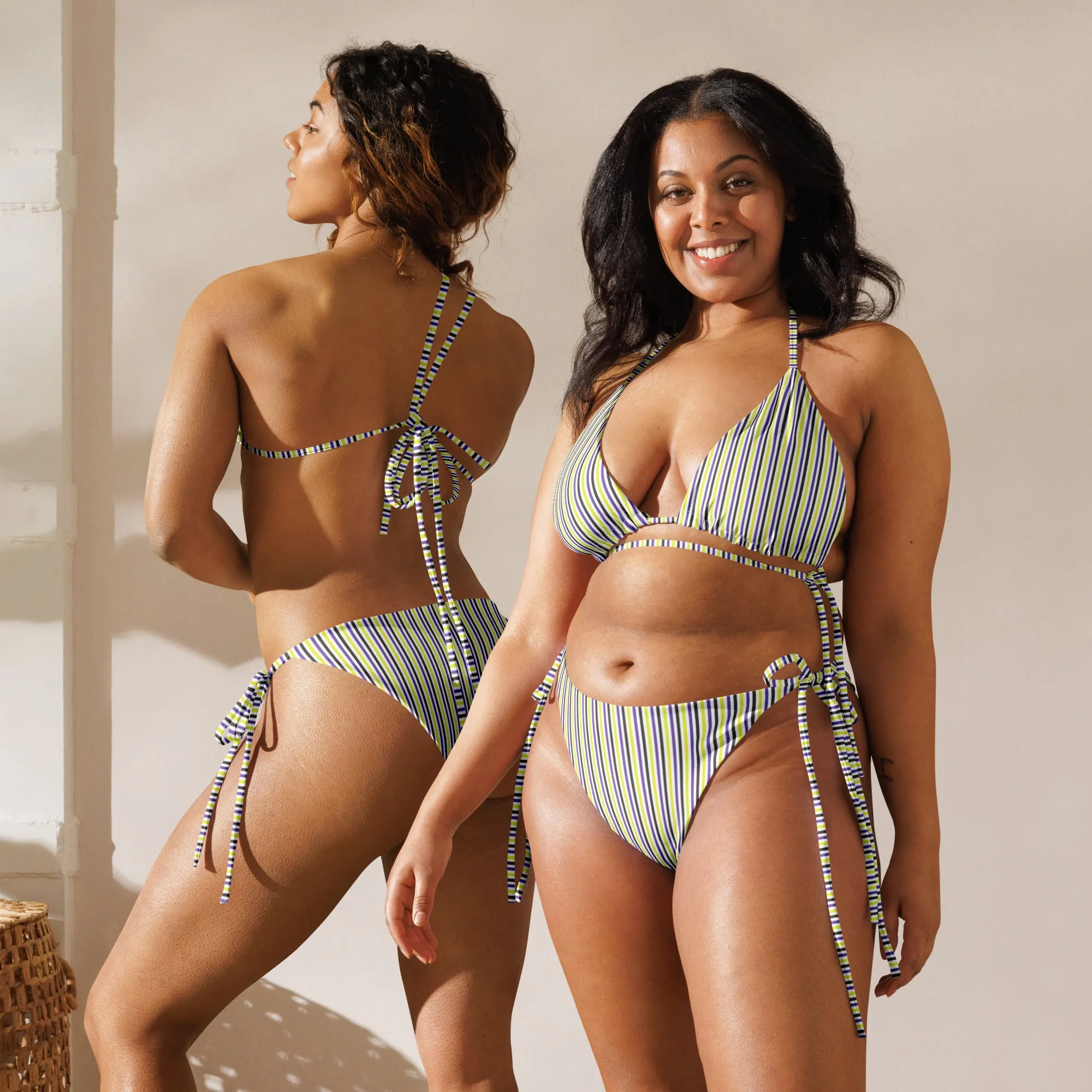 Non-Binary Striped String Bikini Bottom