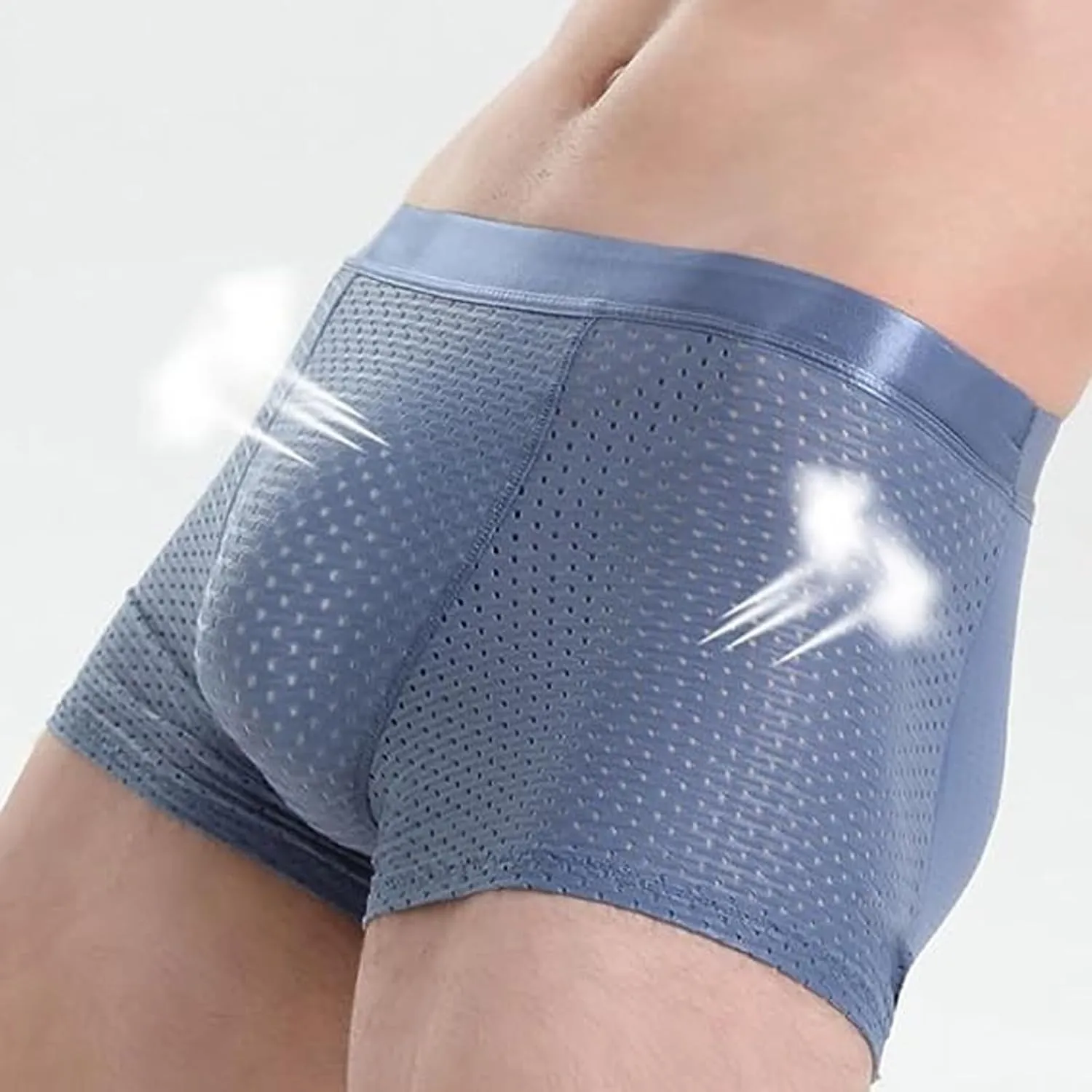 Nylon Ice Silk Breathable Men's Underwear, Mens Seamless Shape Wear Padded Underwear, Sexy Buttocks Boxer Briefs