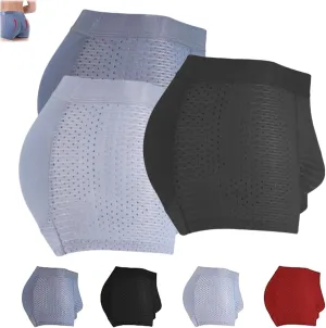 Nylon Ice Silk Breathable Men's Underwear, Mens Seamless Shape Wear Padded Underwear, Sexy Buttocks Boxer Briefs