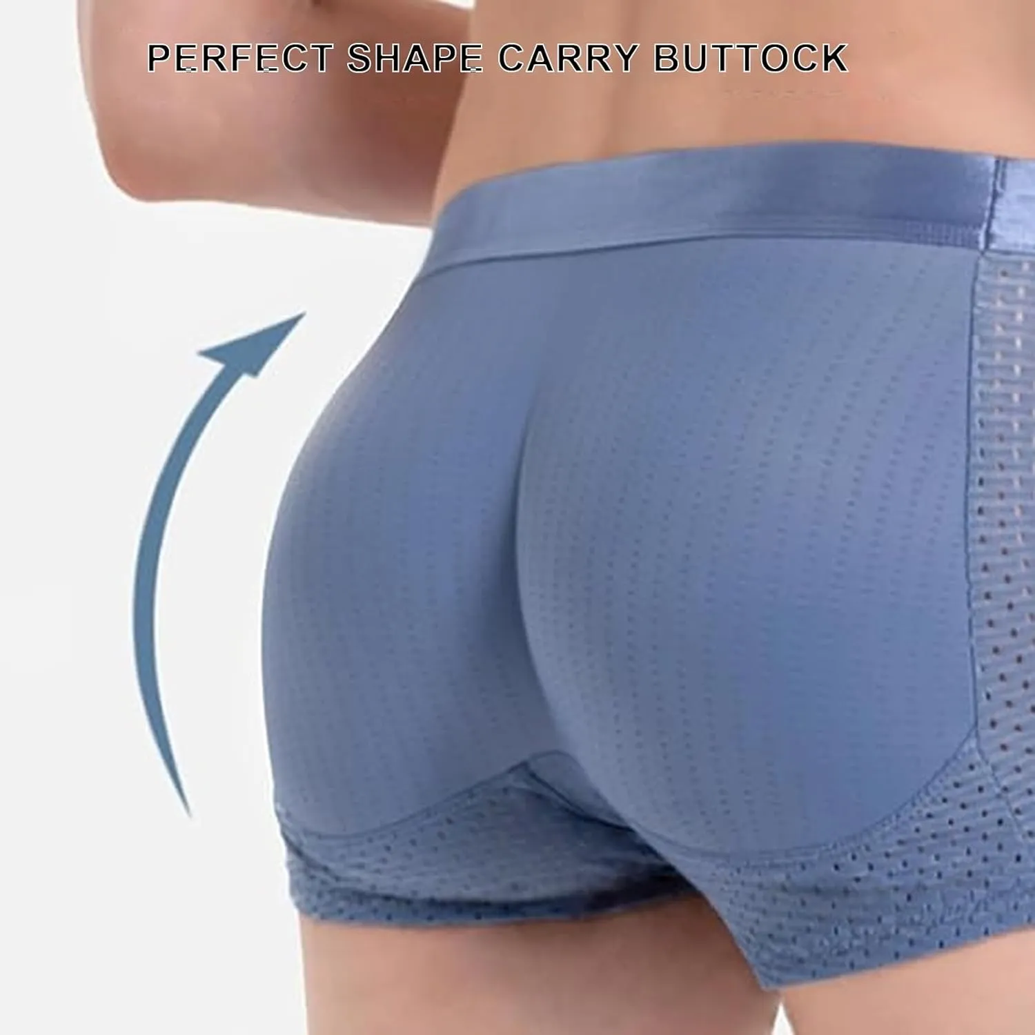 Nylon Ice Silk Breathable Men's Underwear, Mens Seamless Shape Wear Padded Underwear, Sexy Buttocks Boxer Briefs