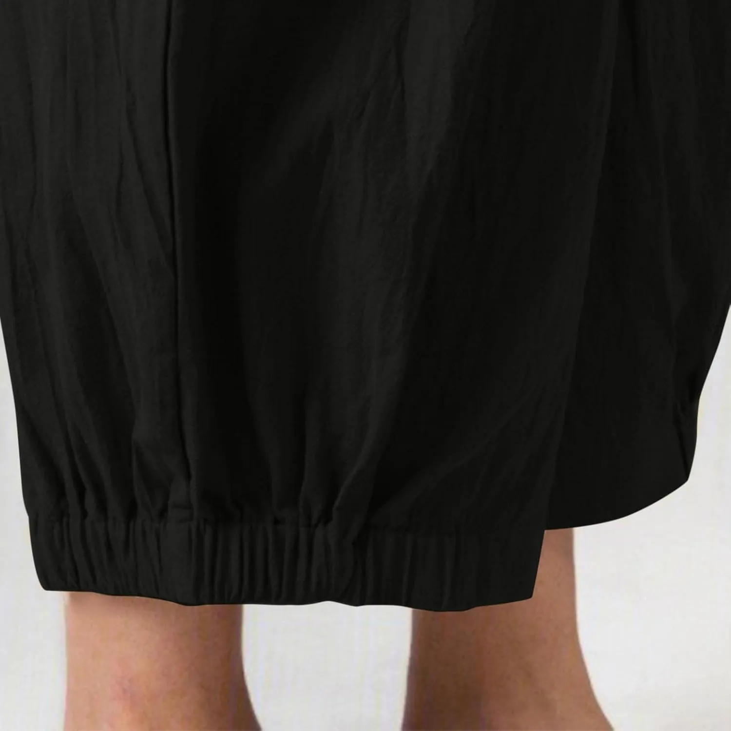 Nyybw High Waist Wide Leg Pants for Women Casual Crop Dress Pants Stretch Cotton Linen Pull On Office Capris Work Trousers