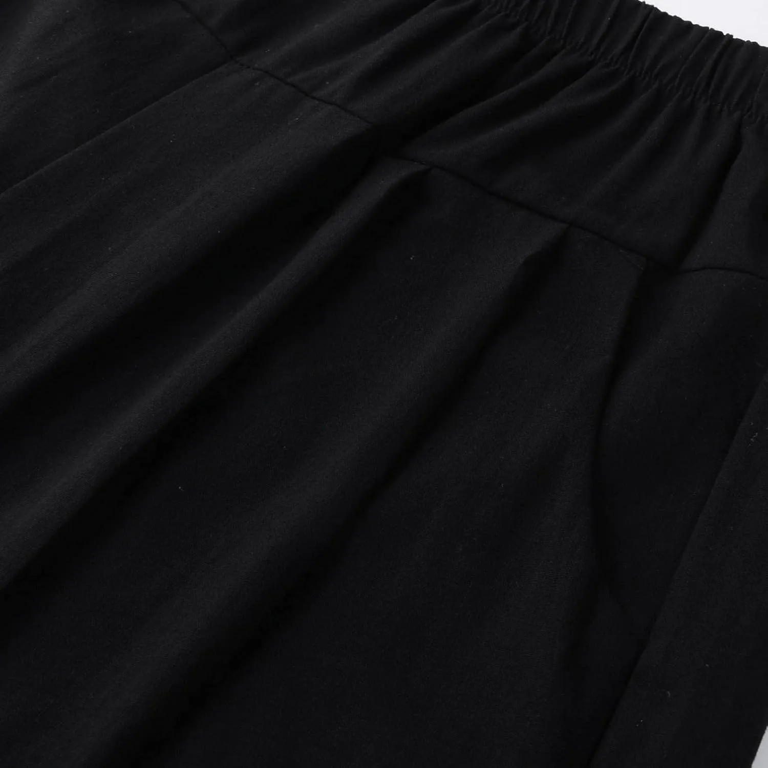 Nyybw High Waist Wide Leg Pants for Women Casual Crop Dress Pants Stretch Cotton Linen Pull On Office Capris Work Trousers