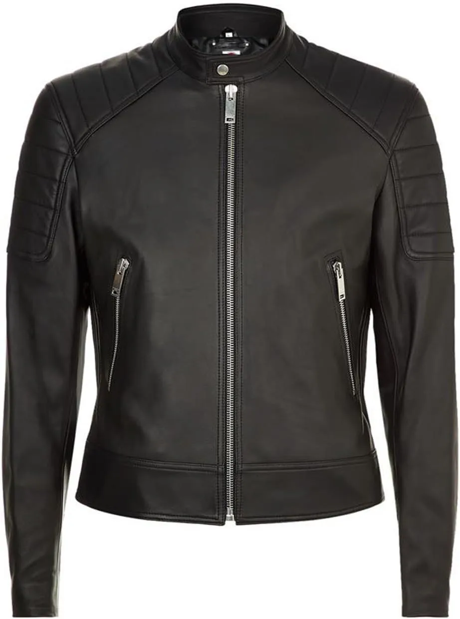 Onyx Black Casual Slim fit Stylish Designer Real Leather Jacket Men