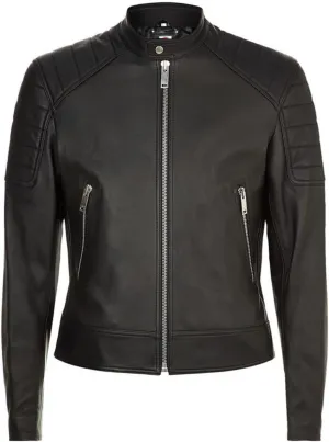 Onyx Black Casual Slim fit Stylish Designer Real Leather Jacket Men