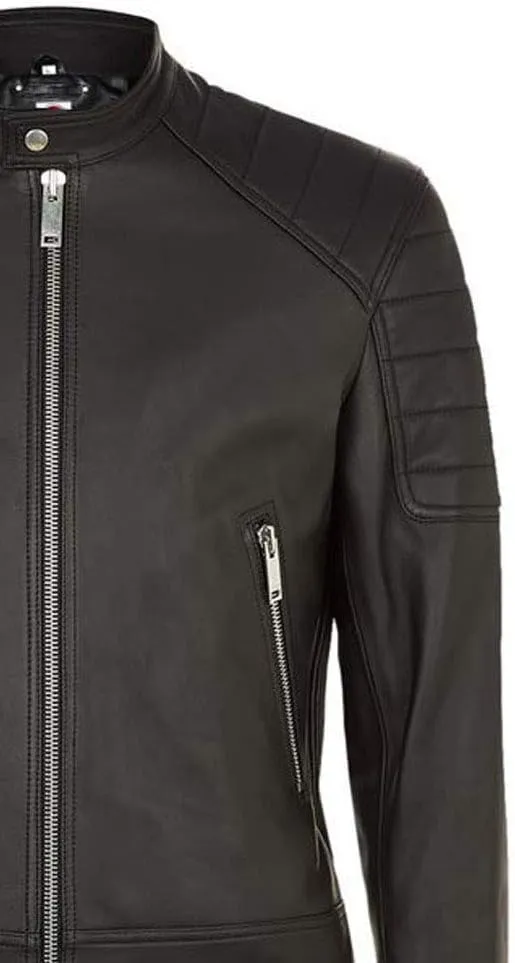 Onyx Black Casual Slim fit Stylish Designer Real Leather Jacket Men