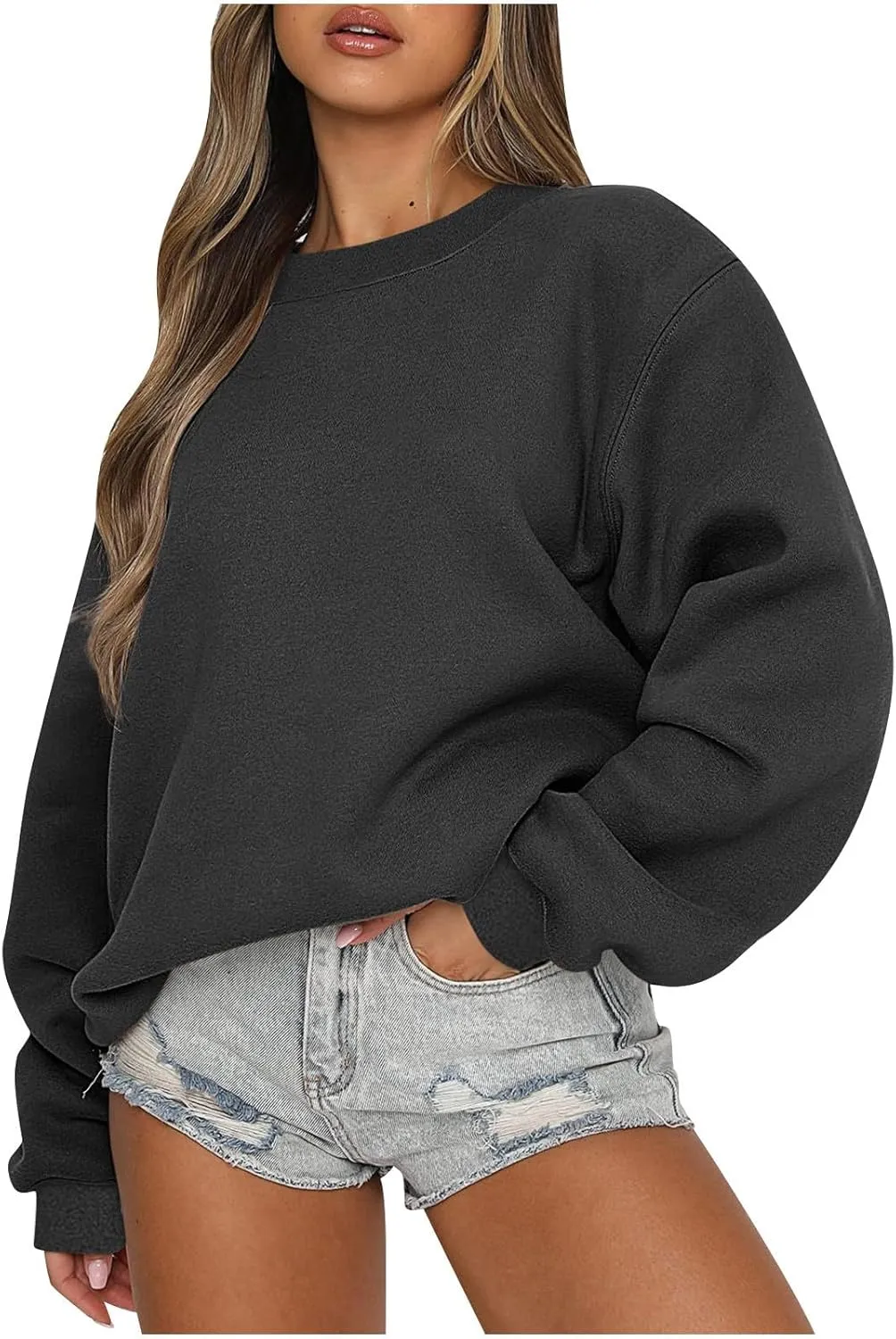 Oversized Sweatshirt for Women Fleece Crewneck Sweatshirts Pullover Tops Fall Sweaters Cute Hoodies Y2k Preppy Clothes