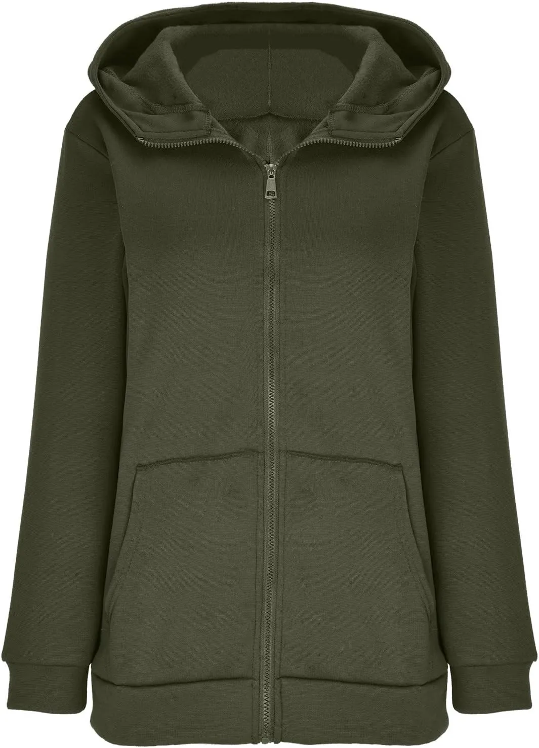 Oversized Zipper Hooded Jackets for Women Plus Size Casual Fleece Long Sleeve Hoodie Sweatshirts with Pocket S-5XL