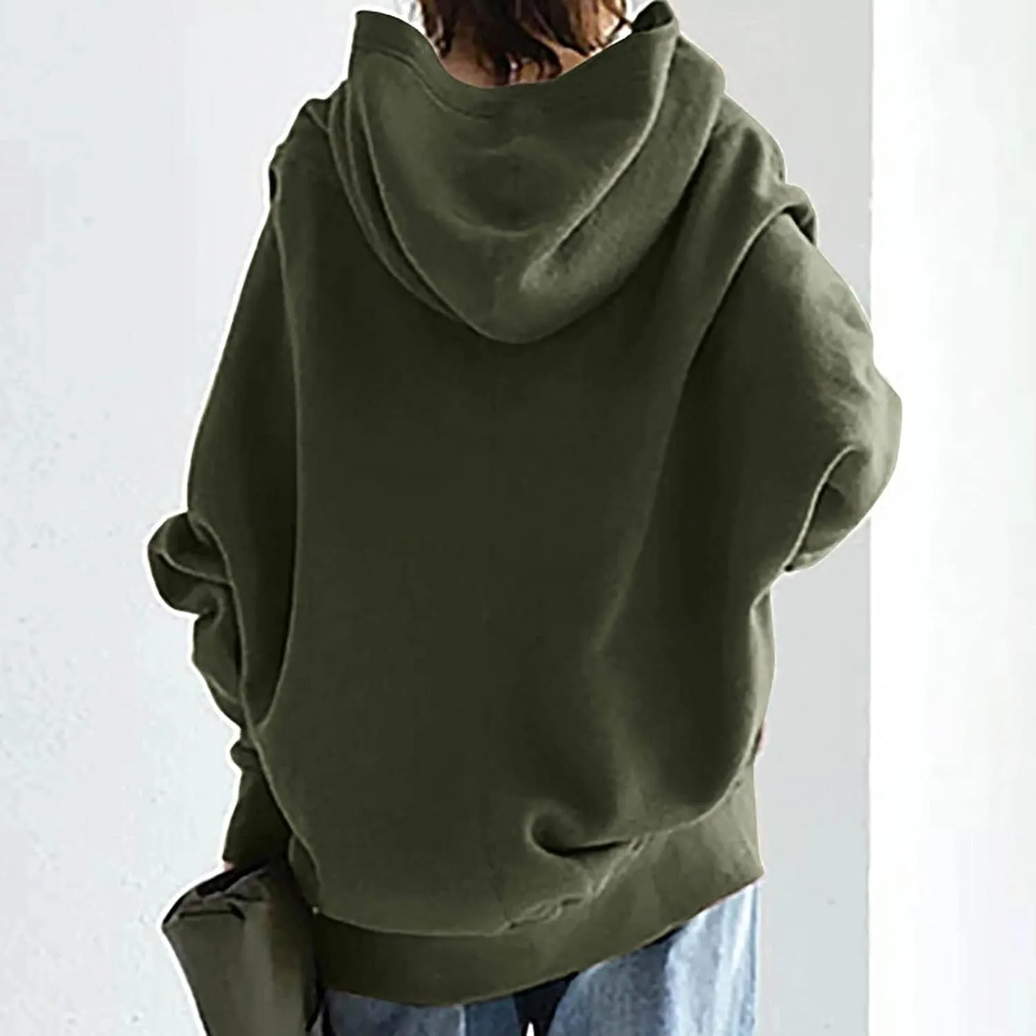 Oversized Zipper Hooded Jackets for Women Plus Size Casual Fleece Long Sleeve Hoodie Sweatshirts with Pocket S-5XL