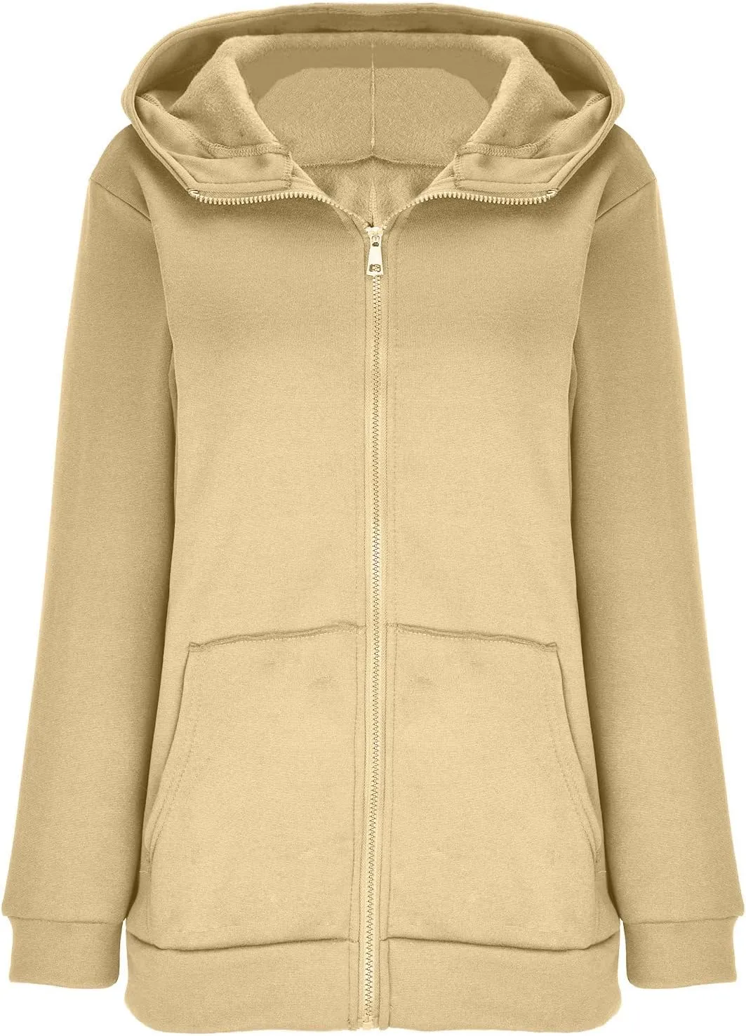 Oversized Zipper Hooded Jackets for Women Plus Size Casual Fleece Long Sleeve Hoodie Sweatshirts with Pocket S-5XL