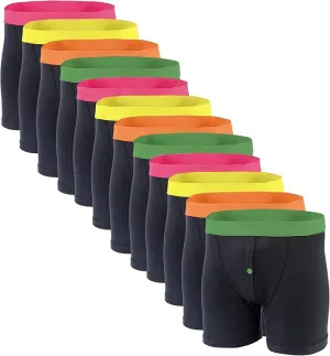 Pack of 12 Mens Black Fashion Band Cotton Blend Boxer Shorts Comfortable Stretch Waistband Button Fly Durable Lightweight Underwear MB08 by Sock Stack