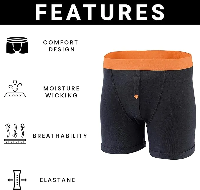 Pack of 12 Mens Black Fashion Band Cotton Blend Boxer Shorts Comfortable Stretch Waistband Button Fly Durable Lightweight Underwear MB08 by Sock Stack