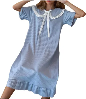 Pajamas Dress Women Victorian Nightgown Teen Girls Babydoll Long Sleeve Sleepwear Ruffle Hem Vintage Y2k Loungewear