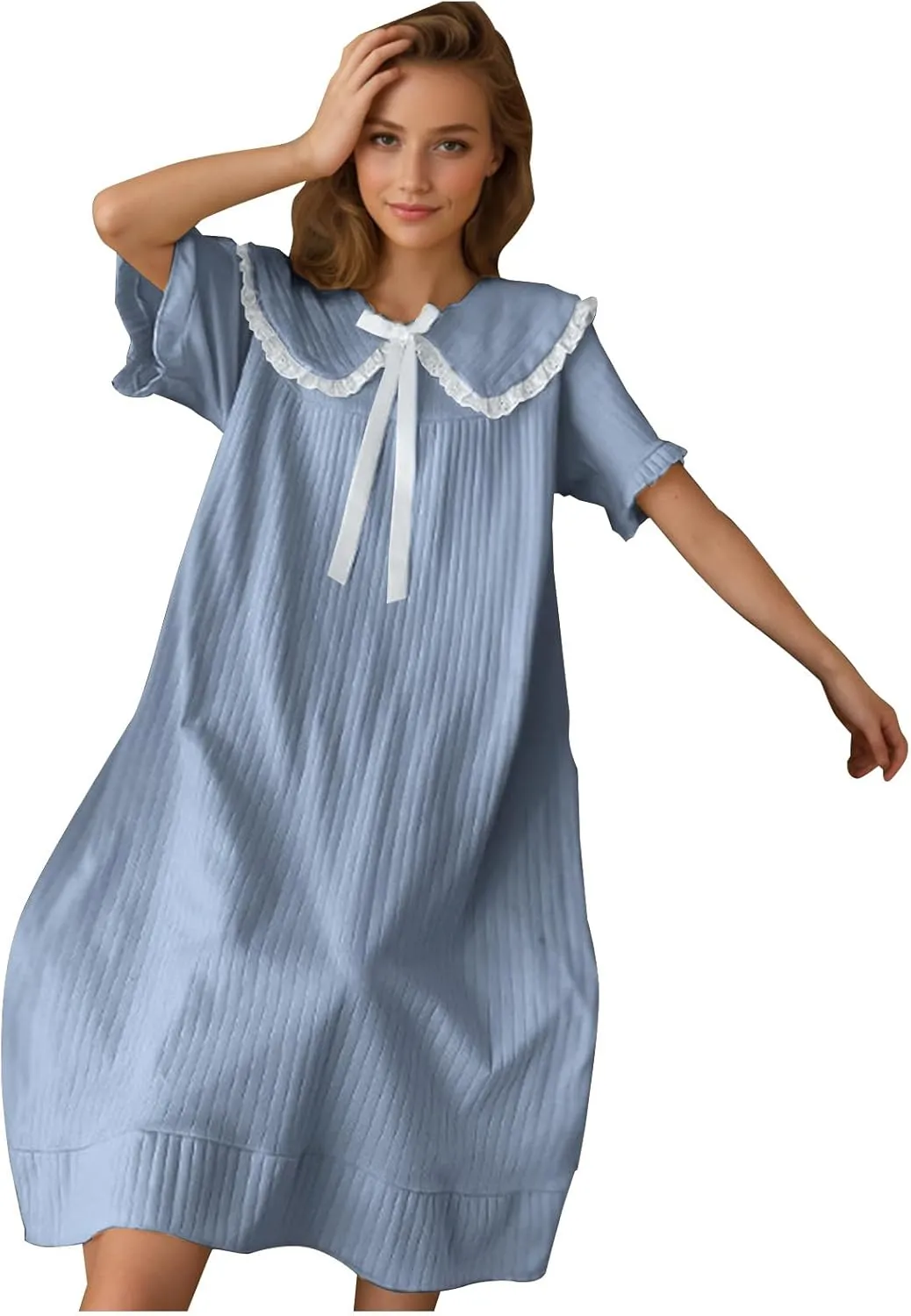 Pajamas Dress Women Victorian Nightgown Teen Girls Babydoll Long Sleeve Sleepwear Ruffle Hem Vintage Y2k Loungewear