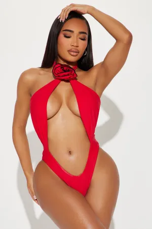 Paulina Rosette Cutout 1 Piece Swimsuit - Red