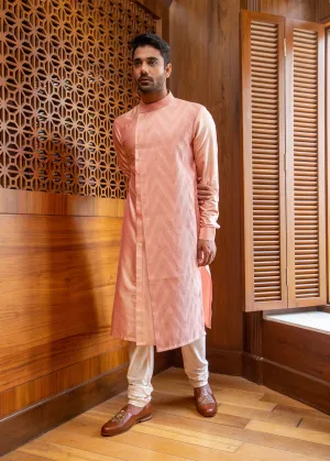 Peach Asymmetric Layered Kurta Set