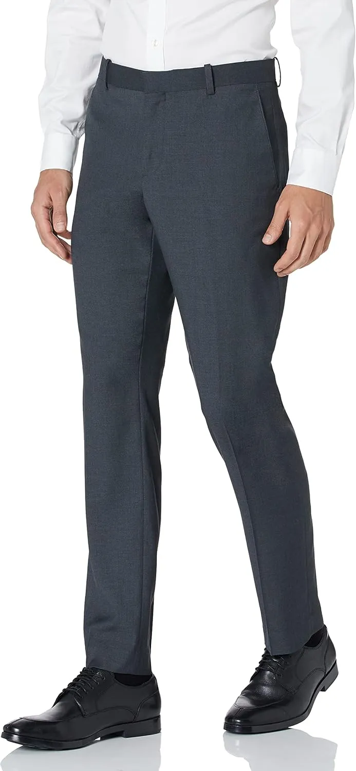 Perry Ellis Men's Slim Fit Dress Pants, With Flat Front Stretch Fabric (Waist Size 26-42)