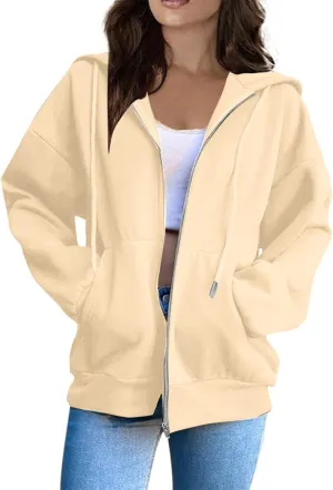 PETYCZEN Hoodies for Women Full Zip Up Hooded Sweatshirts Casual Long Sleeve Lightweight Y2K Jackets Fall Clothes 2024