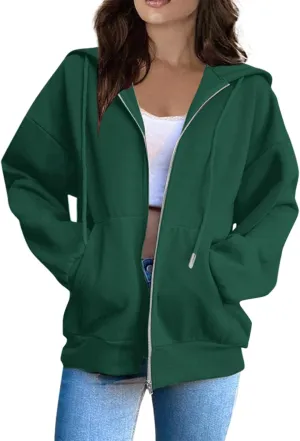 PETYCZEN Hoodies for Women Full Zip Up Hooded Sweatshirts Casual Long Sleeve Lightweight Y2K Jackets Fall Clothes 2024