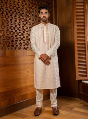 Pink hand embroidered Kurta Set