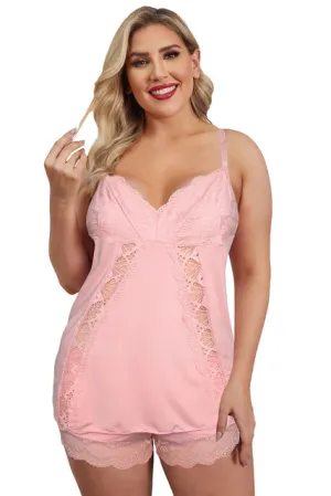 Plus Size 2 Piece Comfortable Lace Pajamas Set