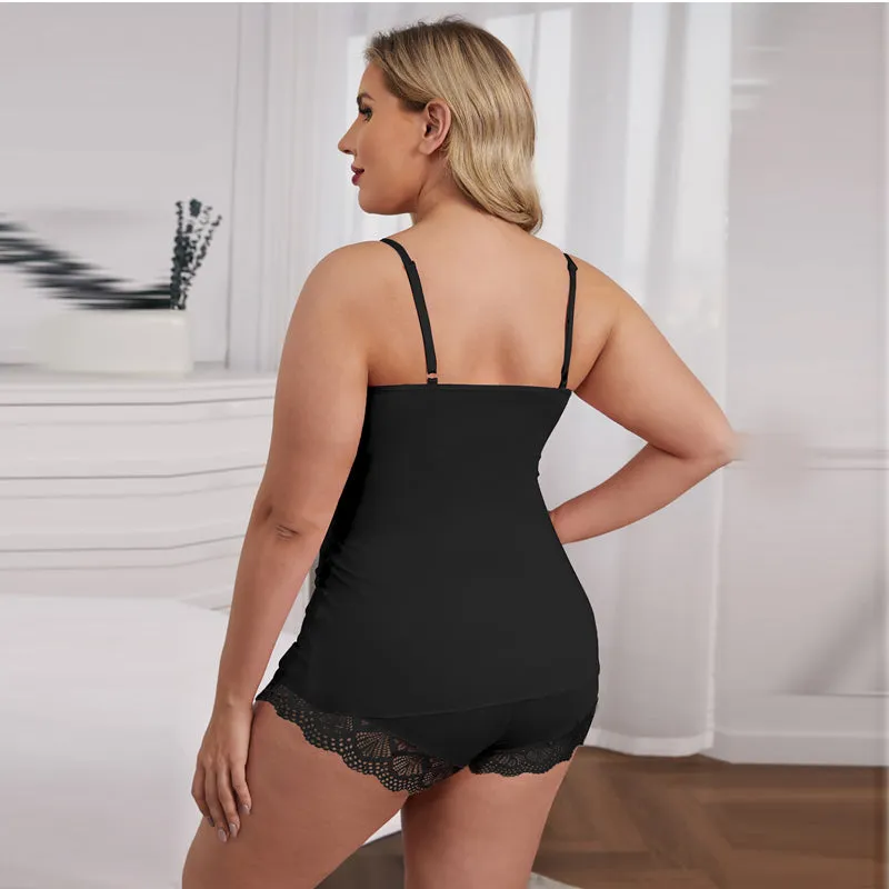 Plus Size 2 Piece Comfortable Lace Pajamas Set