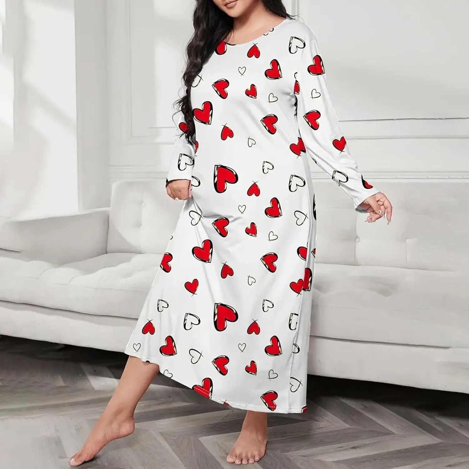 Plus Size Nightgowns for Women Crew Neck Sleep Shirts Dress Pjs Lounge Short Sleeves Causal Sleepwear S-5Xl
