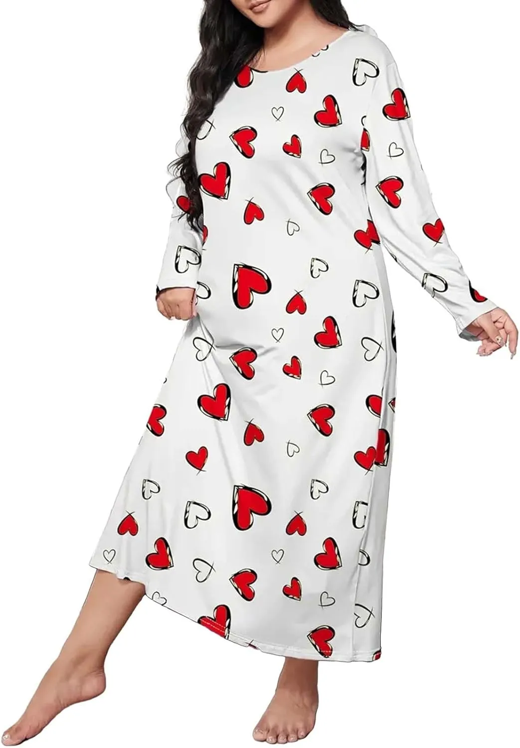 Plus Size Nightgowns for Women Crew Neck Sleep Shirts Dress Pjs Lounge Short Sleeves Causal Sleepwear S-5Xl
