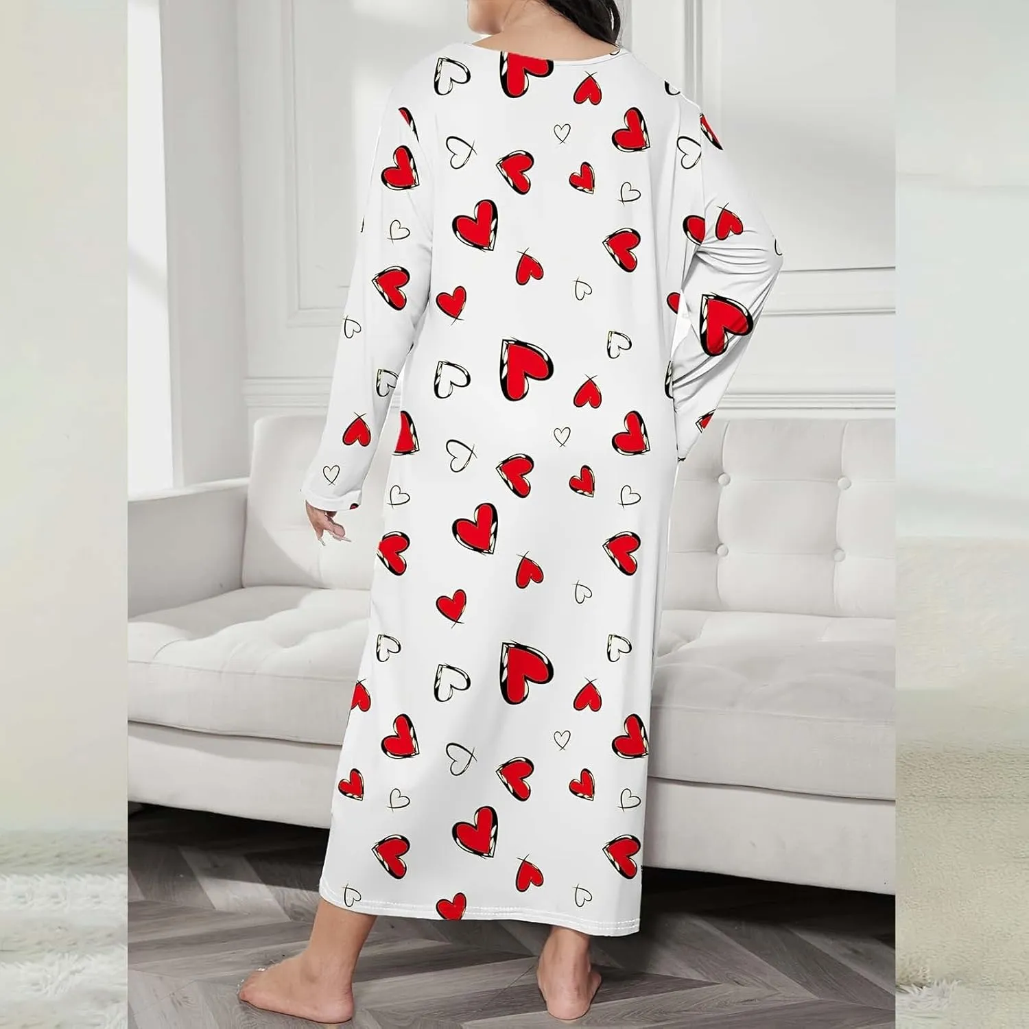 Plus Size Nightgowns for Women Crew Neck Sleep Shirts Dress Pjs Lounge Short Sleeves Causal Sleepwear S-5Xl