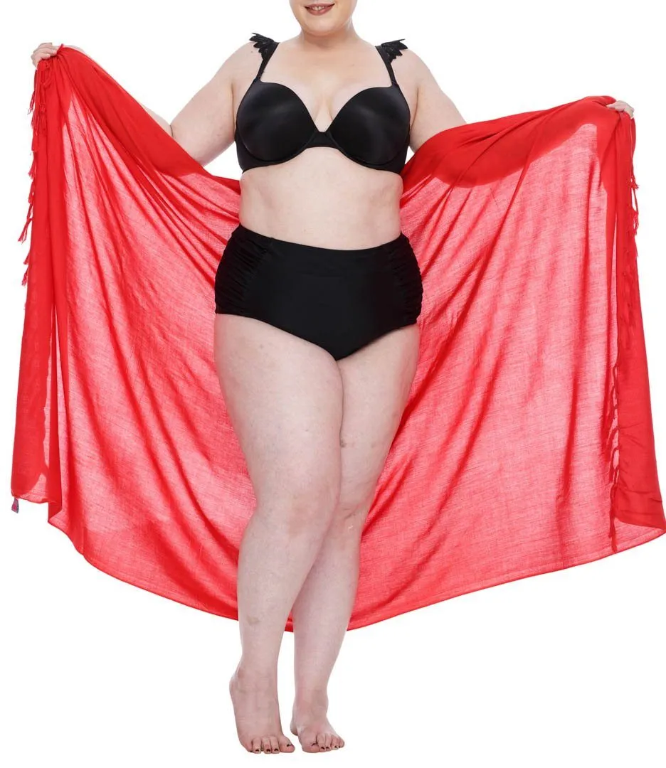 Plus Size Solid Sarong Wrap - Beach Cover-Up Skirt by SHU-SHI