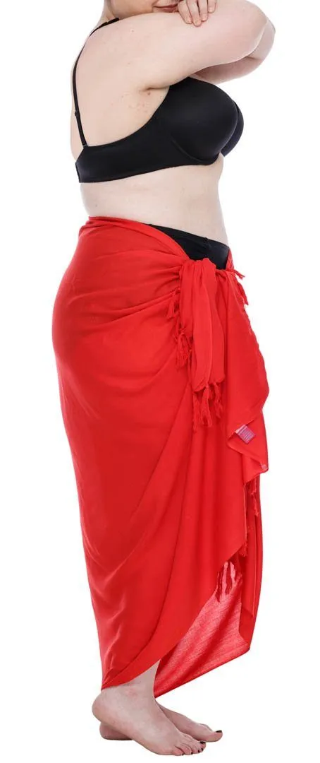 Plus Size Solid Sarong Wrap - Beach Cover-Up Skirt by SHU-SHI