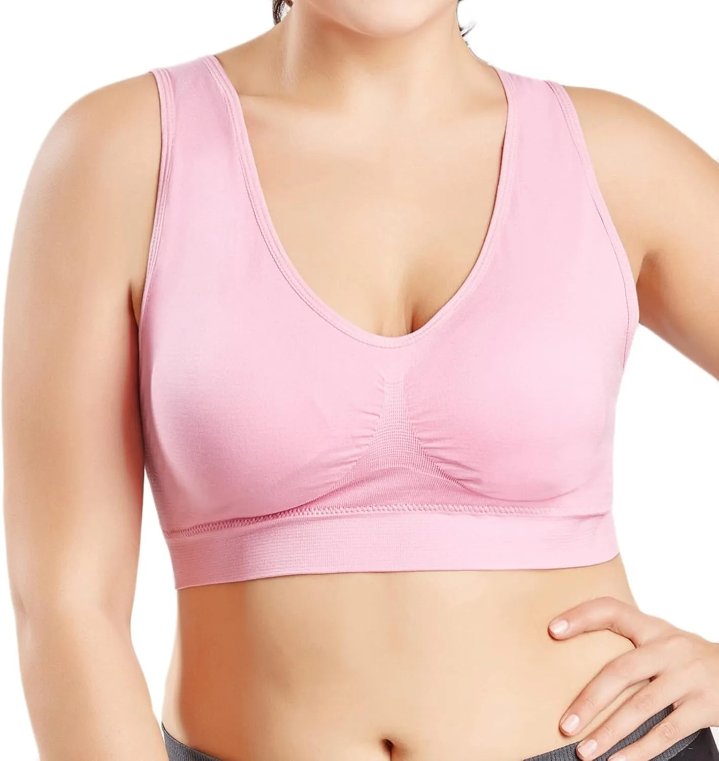 Plus Size Sport Bra for Women Full Figure Lightly Wirefree Bras Seamless Beauty Back Underwear Yoga Workout Bralette